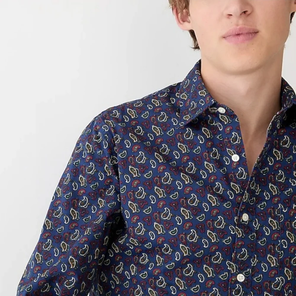 J.CREW Vintage twill shirt in Khalia Navy Blue Paisley Men's LG. BNWT SO $90